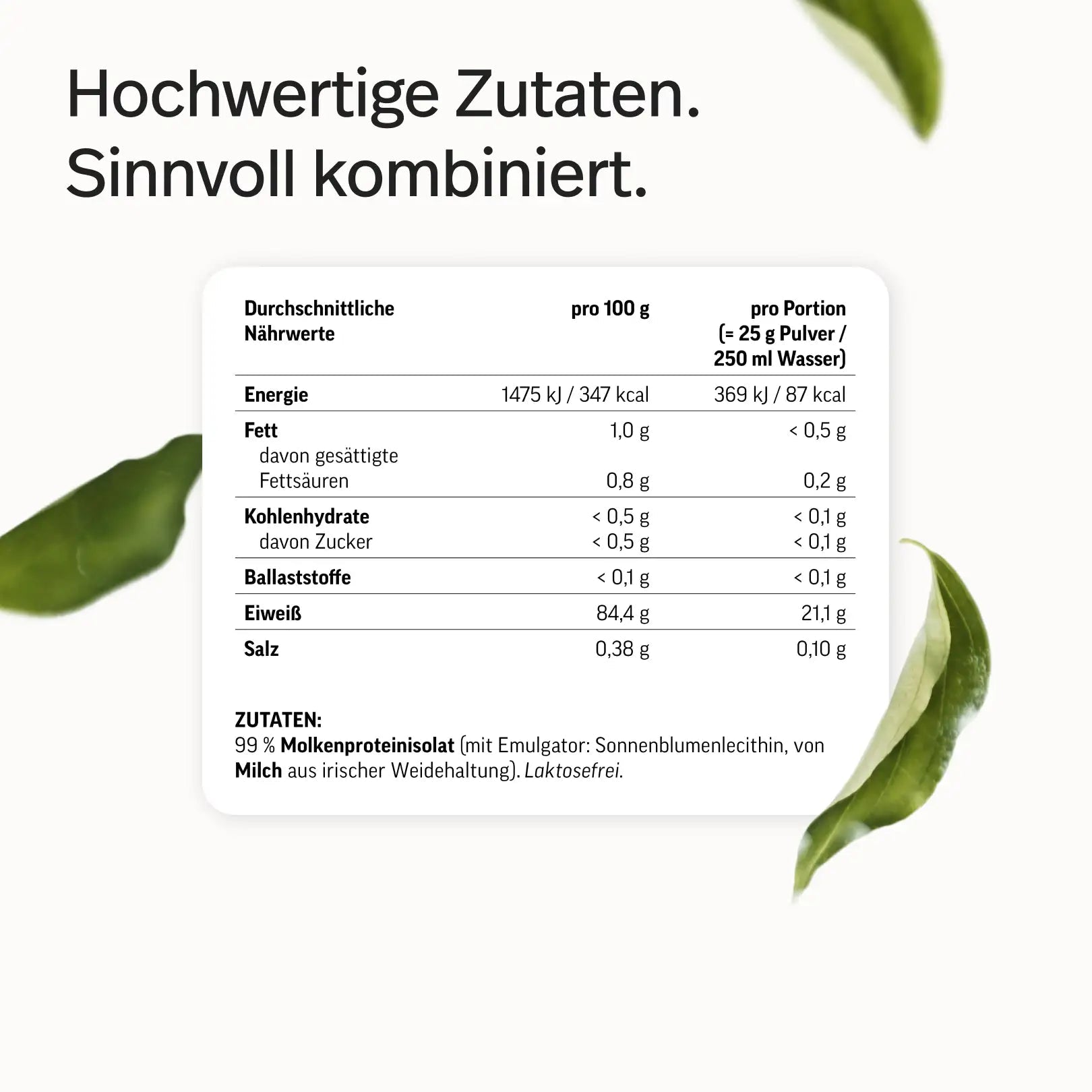 Whey-Isolat Pulver aus Weidemilch - Neutral